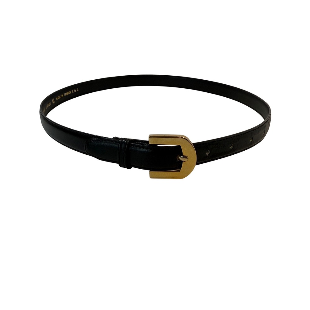 Crown Pacific Genuine Leather Belt, Medium, Gold Buckle Black Casual Dress